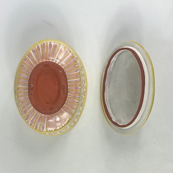 Vintage MacKenzie-Childs Summer Frock Chowder Bowl With Lid 7"x5"x5" Terracotta - Picture 6 of 12